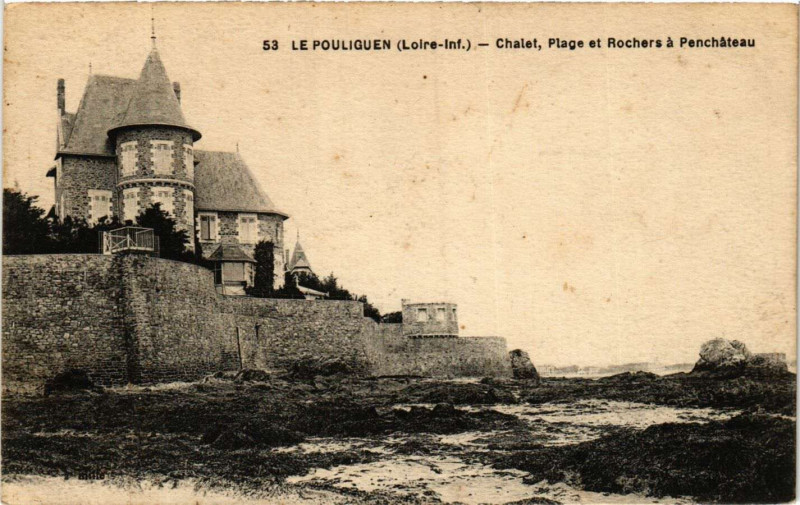 Carte postale ancienne Le Pouliguen - Chalet Plage et Rochers a Penchateau au Pouliguen
