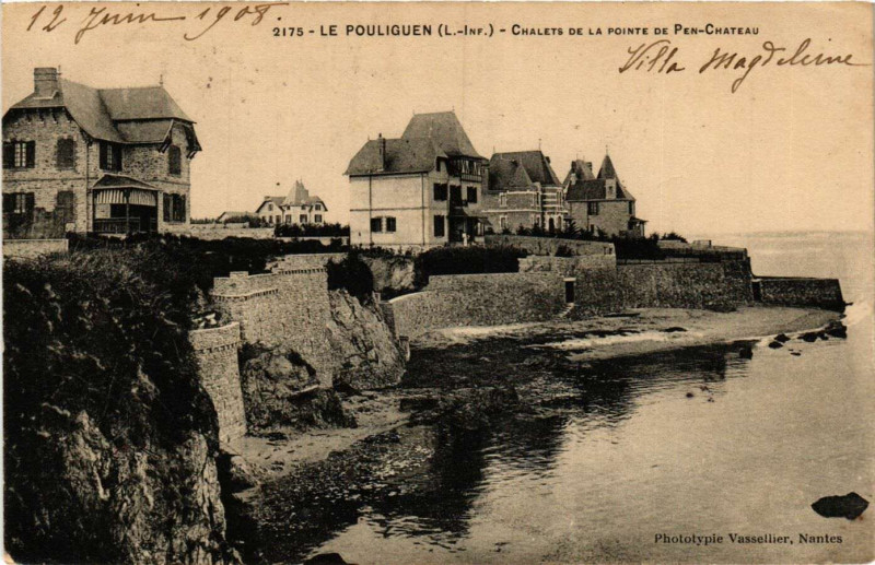 Carte postale ancienne Le Pouliguen - Chalets de la Pointe de Pen-Chateau au Pouliguen
