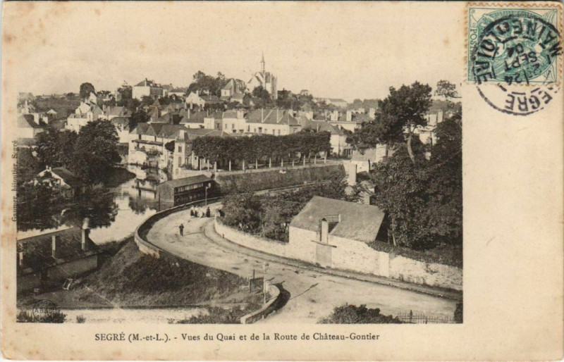 Carte postale ancienne Segre Vues du Quai et de la Route de Chateau-Gontier