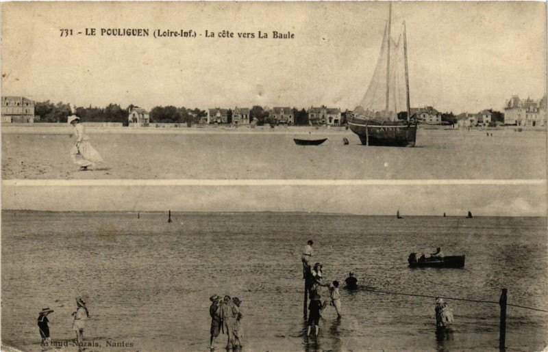 Carte postale ancienne Le Pouliguen - La cote vers La Baule au Pouliguen