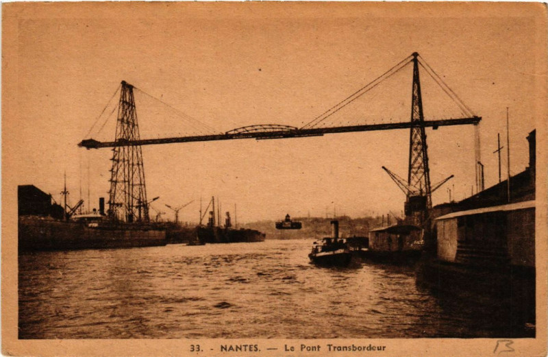 Carte postale ancienne Nantes - Le Pont Transbordeur à Nantes