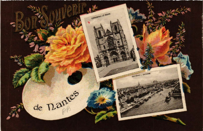 Carte postale ancienne Bon Souvenir de Nantes à Nantes