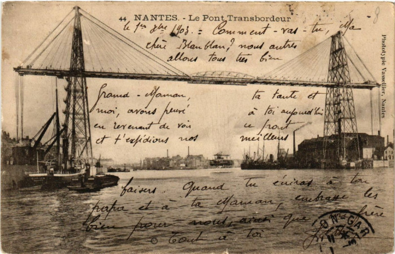 Carte postale ancienne Nantes - Le Pont Transbordeur à Nantes