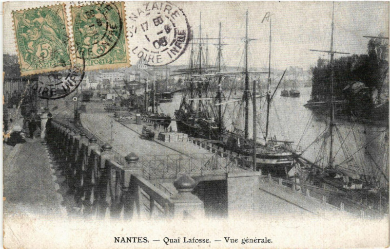 Carte postale ancienne Nantes - Quai Lafosse - Vue générale à Nantes