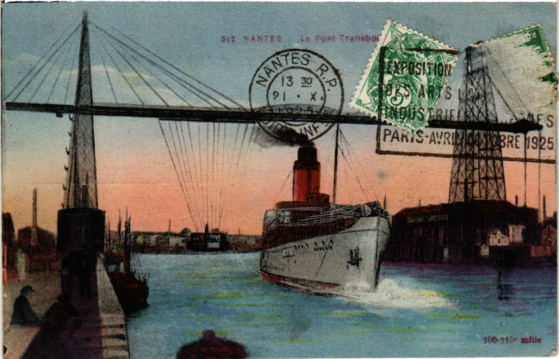 Carte postale ancienne Nantes - Le Pont Transbordeur à Nantes