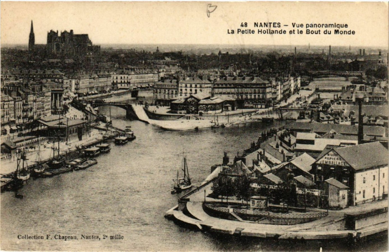 Carte postale ancienne Nantes - Vue panoramique - La Petite Hollande et le Bout du Monde à Nantes