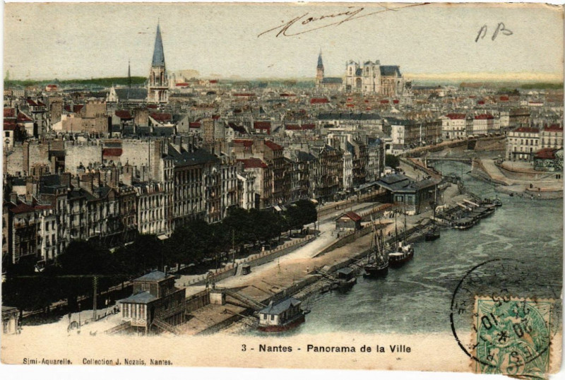 Carte postale ancienne Nantes - Panorama de la Ville à Nantes