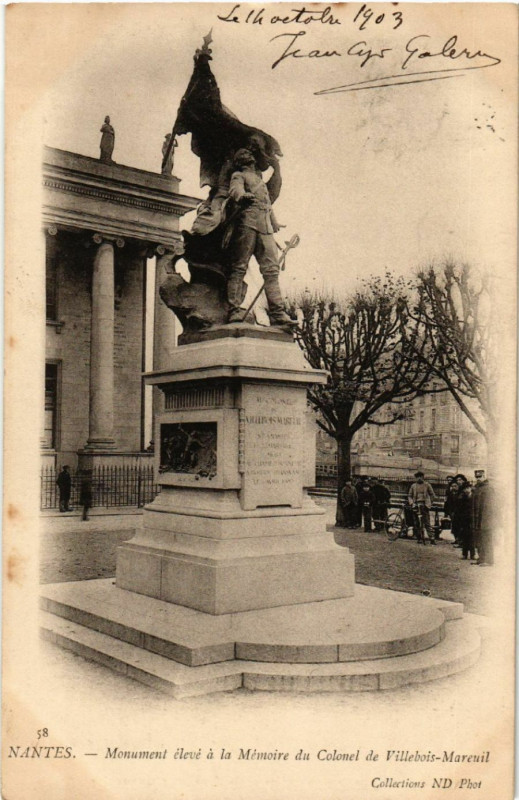 Carte postale ancienne Nantes - Mon. elevea la Memoire du Colonel de Villebois-Mareuil à Nantes