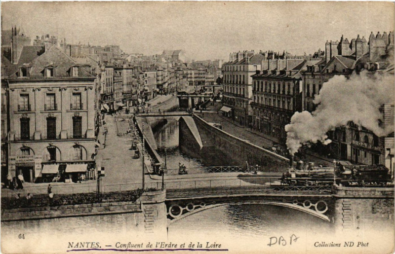 Carte postale ancienne Nantes - Confluent de l'Erdre et de la Loire à Nantes