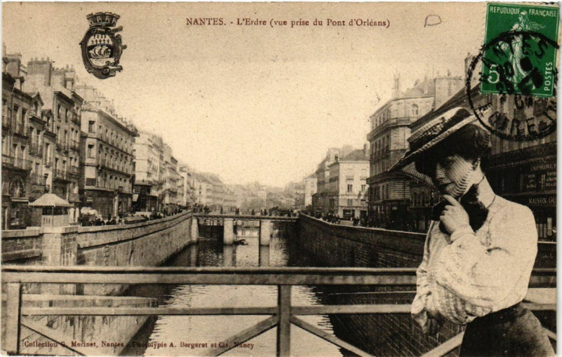 Carte postale ancienne Nantes - L'Erdre (vue prise du Pont d'Orleans) à Nantes