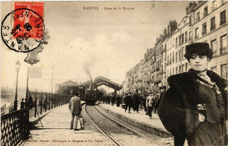Carte postale ancienne Nantes - Gare de la Bourse à Nantes
