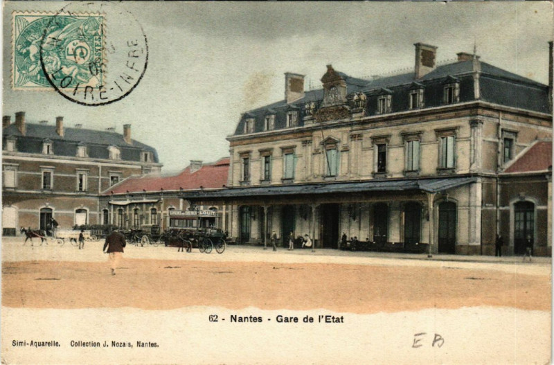 Carte postale ancienne Nantes - Gare de l'Etat à Nantes