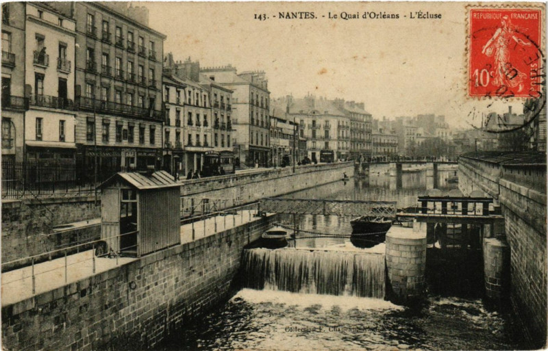 Carte postale ancienne Nantes - Le Quai d'Orleans - L'Ecluse à Nantes