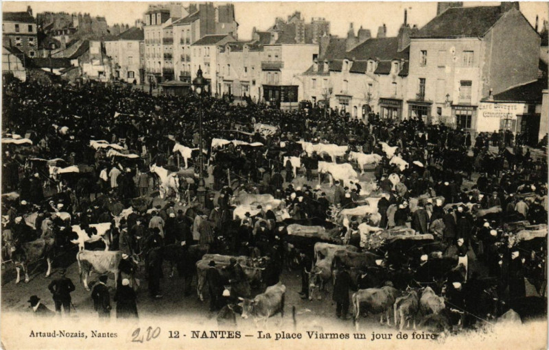 Carte postale ancienne Nantes - Laplace Viarmes un jour de foire à Nantes