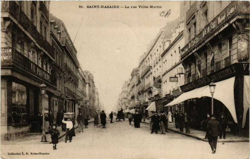Carte postale ancienne Saint-Nazaire - La rue Villes Martin à Saint-Nazaire