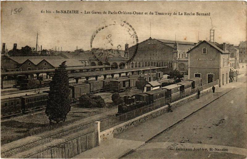 Carte postale ancienne Saint-Nazaire Les Gares de Palais-Orleans-Ouest et du Tramway de.. à Saint-Nazaire