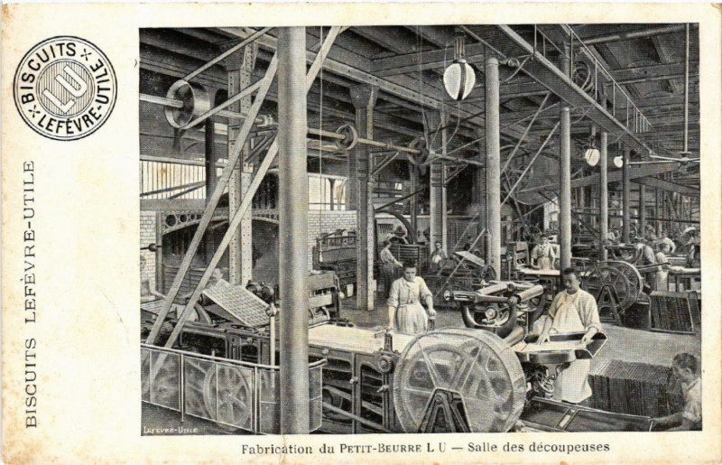 Carte postale ancienne Biscuits Lefevre-Utile Fabrication du Petit-Beurre Lu Salle des