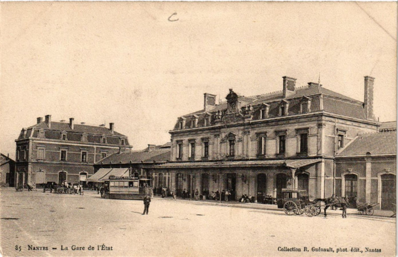 Carte postale ancienne Nantes - La Gare de l'Etat à Nantes