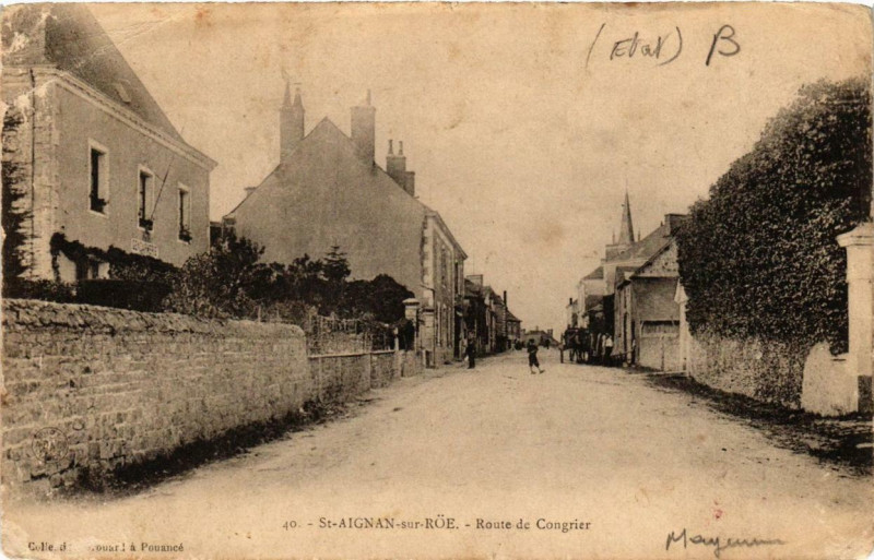 Carte postale ancienne Saint-Aignan sur Roe Route de Congrier à Congrier