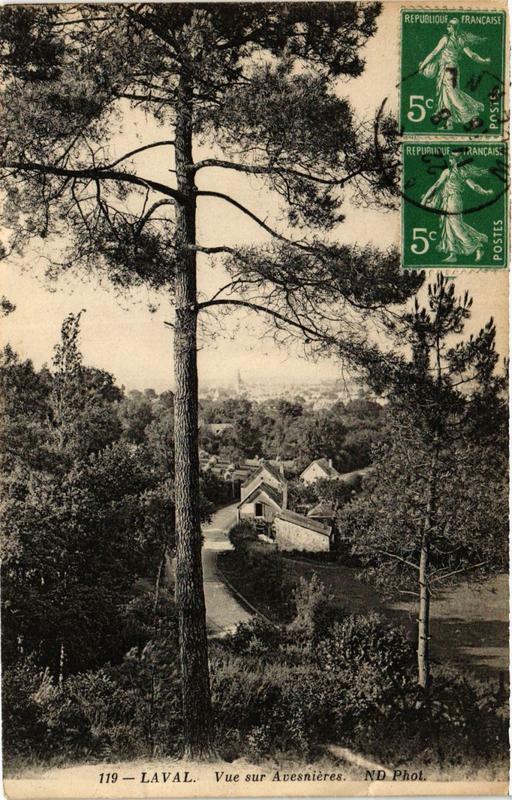 Carte postale ancienne Laval Vue sur Avesnieres à Laval