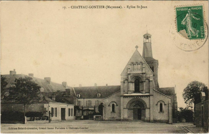 Carte postale ancienne Chateau-Gontier Eglise Saint-Jean