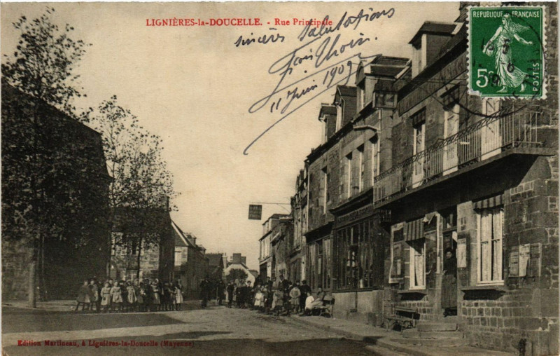 Carte postale ancienne Ligneres la Doucelle - Rue Principale