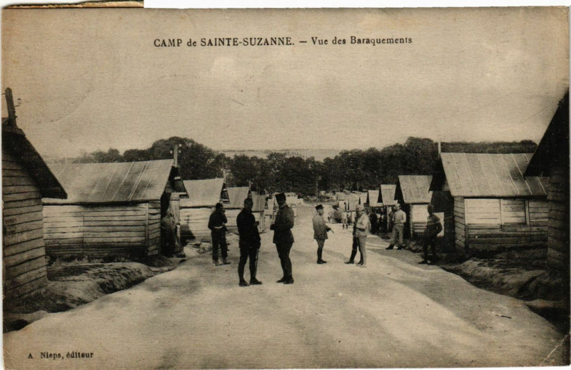 Carte postale ancienne Camp de Sainte-Susanne - Vue de Braquements
