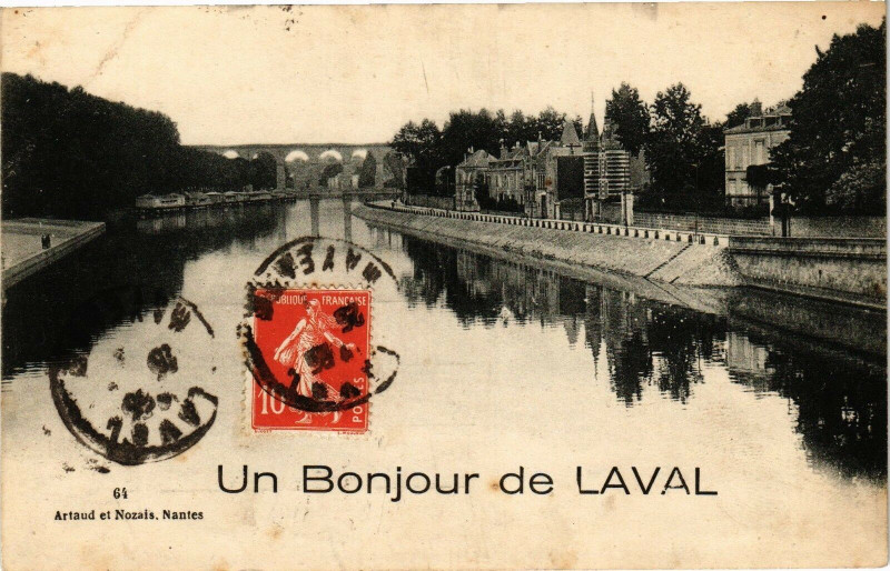 Carte postale ancienne Un Bonjour de Laval à Laval