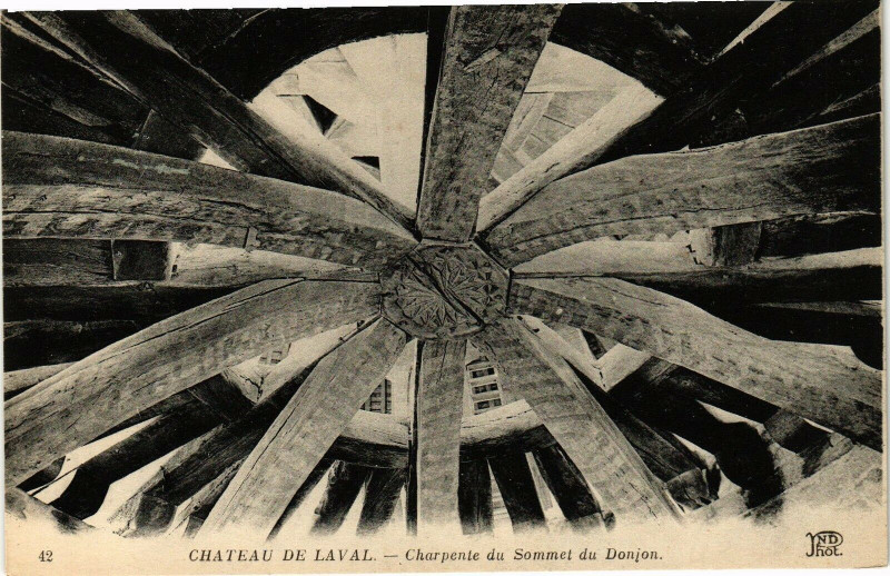Carte postale ancienne Cháteau de Laval-Charpente du Sommet du Donjon à Laval