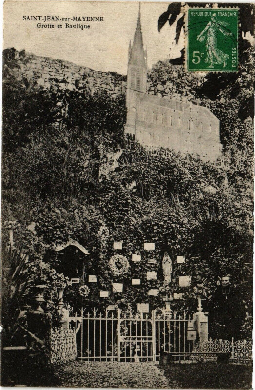 Carte postale ancienne Saint Jean Sur Mayenne .- Grotte et basilique à Mayenne