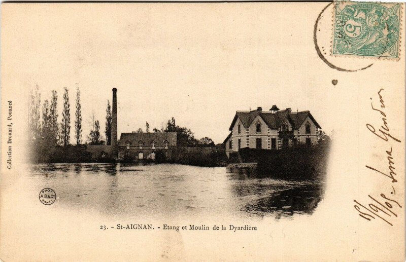 Carte postale ancienne Saint aignan.- Etang et moulin