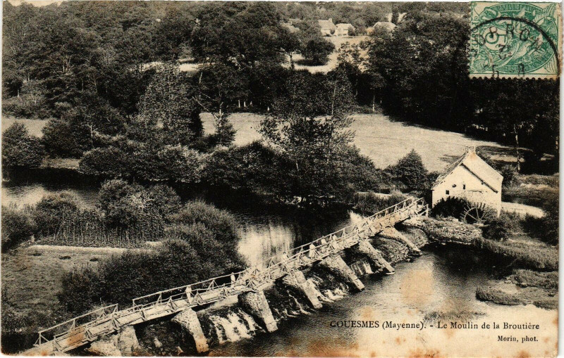 Carte postale ancienne Couesmes .- Le moulin de la broutiere