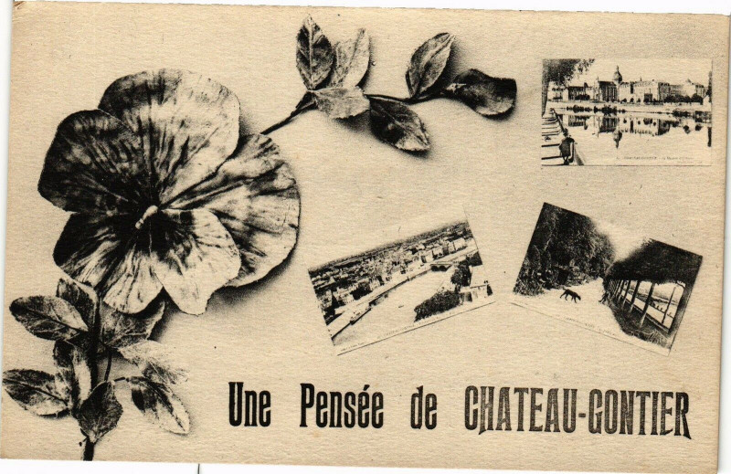 Carte postale ancienne Chateau gontier .- Une pensee de