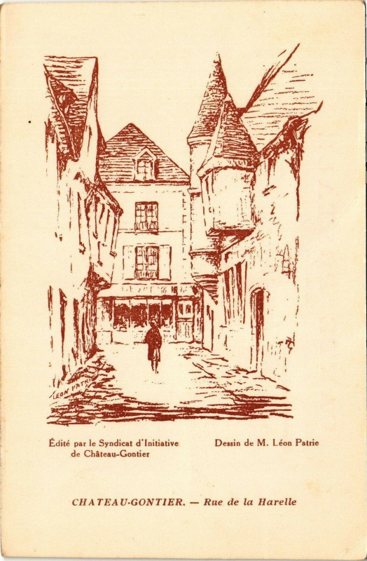 Carte postale ancienne Chateau gontier .- Rue de la harelle