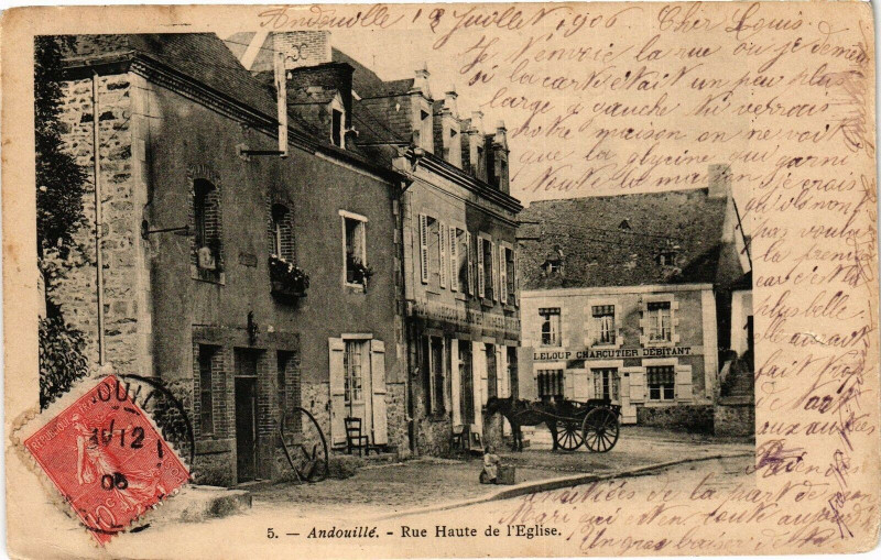 Carte postale ancienne Andouille.- Rue haute de l'eglise