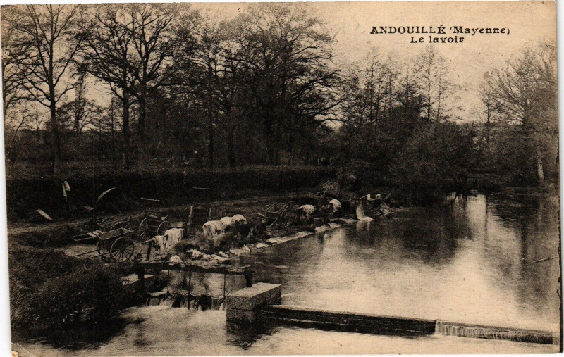 Carte postale ancienne Andouille.- Le lavoir