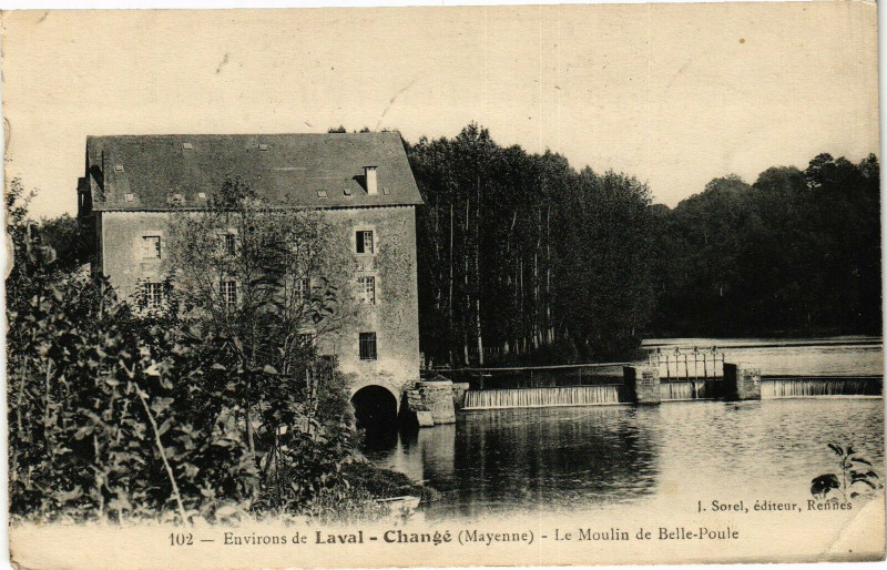 Carte postale ancienne Change .- Le moulin de belle poule à Changé