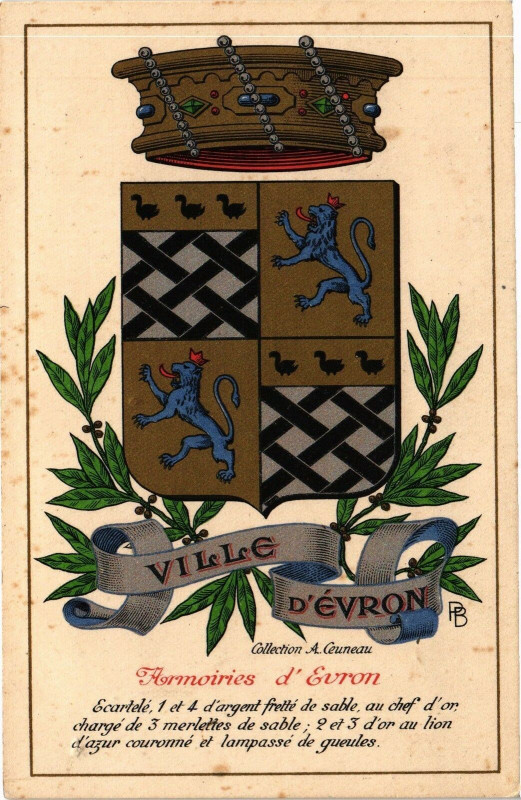 Carte postale ancienne Evron .- Armoiries de à Évron