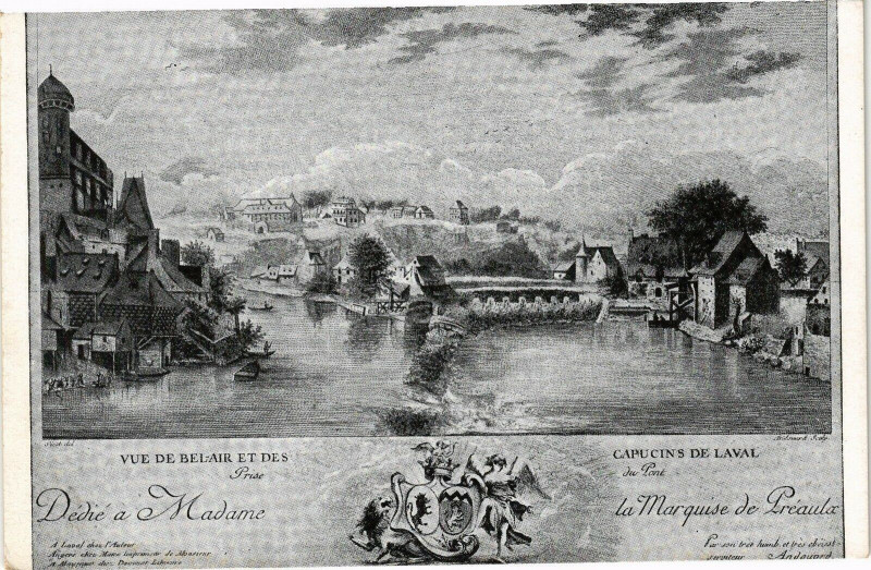 Carte postale ancienne Vue de Belair et des Prise Dédié a Madame-Capucins de Laval du Pont à Laval