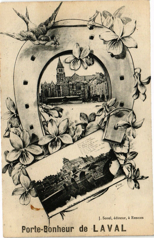 Carte postale ancienne Porte Bonheur de Laval à Laval