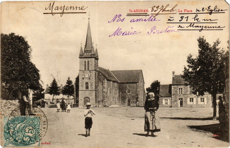 Carte postale ancienne Mayenne-St Aignan-La Place à Placé