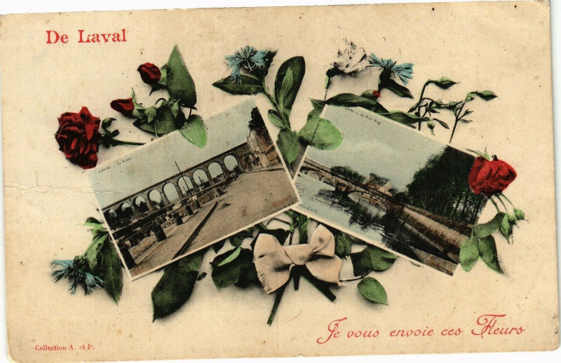 Carte postale ancienne De Laval-Je vous envoie ces Fleurs à Laval