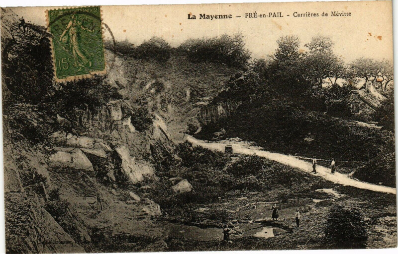 Carte postale ancienne Pré en Pail-Carriéres de Mévitte