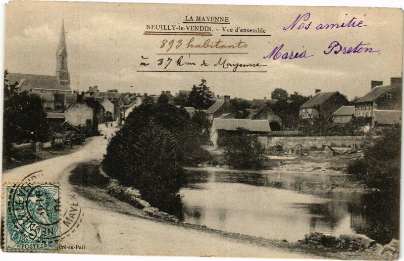 Carte postale ancienne Mayenne-Neuilly le Vendin-Vue d'ensemble à Mayenne