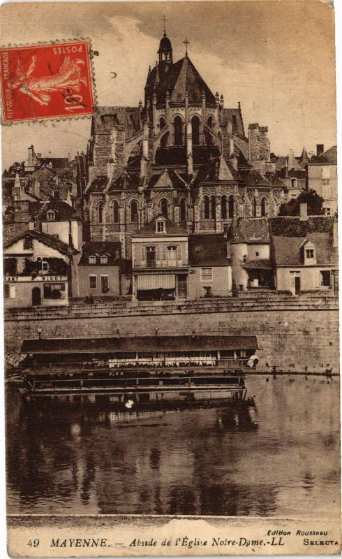 Carte postale ancienne Mayenne-Abside de l'Eglise Notre Dame à Mayenne