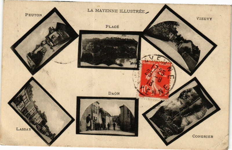 Carte postale ancienne La Mayenne illustrée-Peuton-Placé-Vieuvy-Lassay-Daon-Congrier à Mayenne