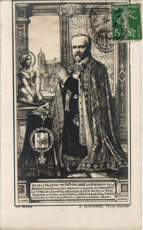 Carte postale ancienne Le Mans Poincaré Président au Mans