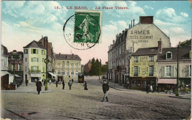 Carte postale ancienne Le Mans Place Thiers au Mans