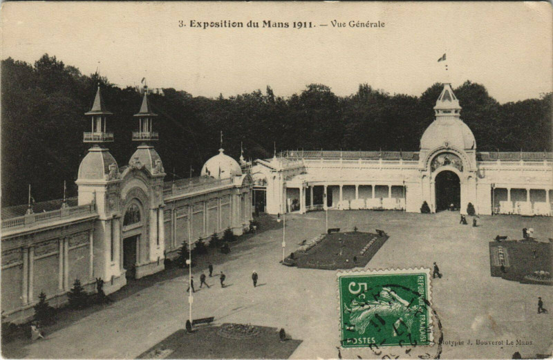 Carte postale ancienne Expo 1911 Le Mans vue générale au Mans