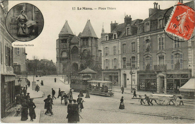 Carte postale ancienne Le Mans Place Thiers au Mans